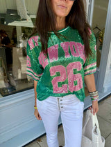 Sequin NFL Inspired Top - Green