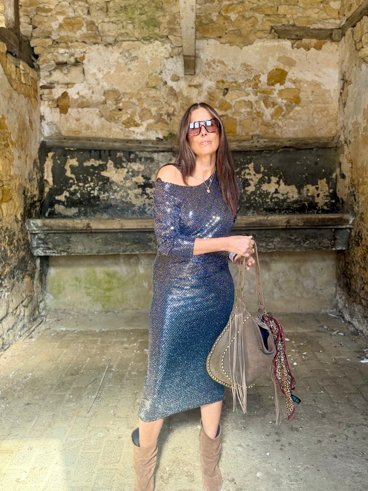 Disco Embellished Midi Dress