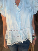Arden Ruffle Blouse - Blue