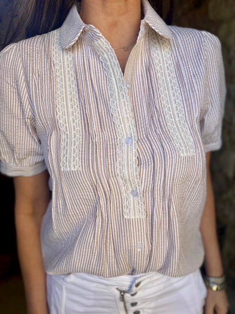 Dorra Short Sleeve Blouse - Camel