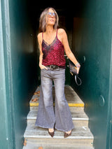 Harley Lace Sequin Cami - Cherry