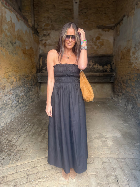 Coral Strapless Maxi Dress - Black