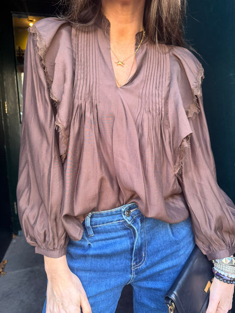 Rachel Floaty Blouse Chocolate