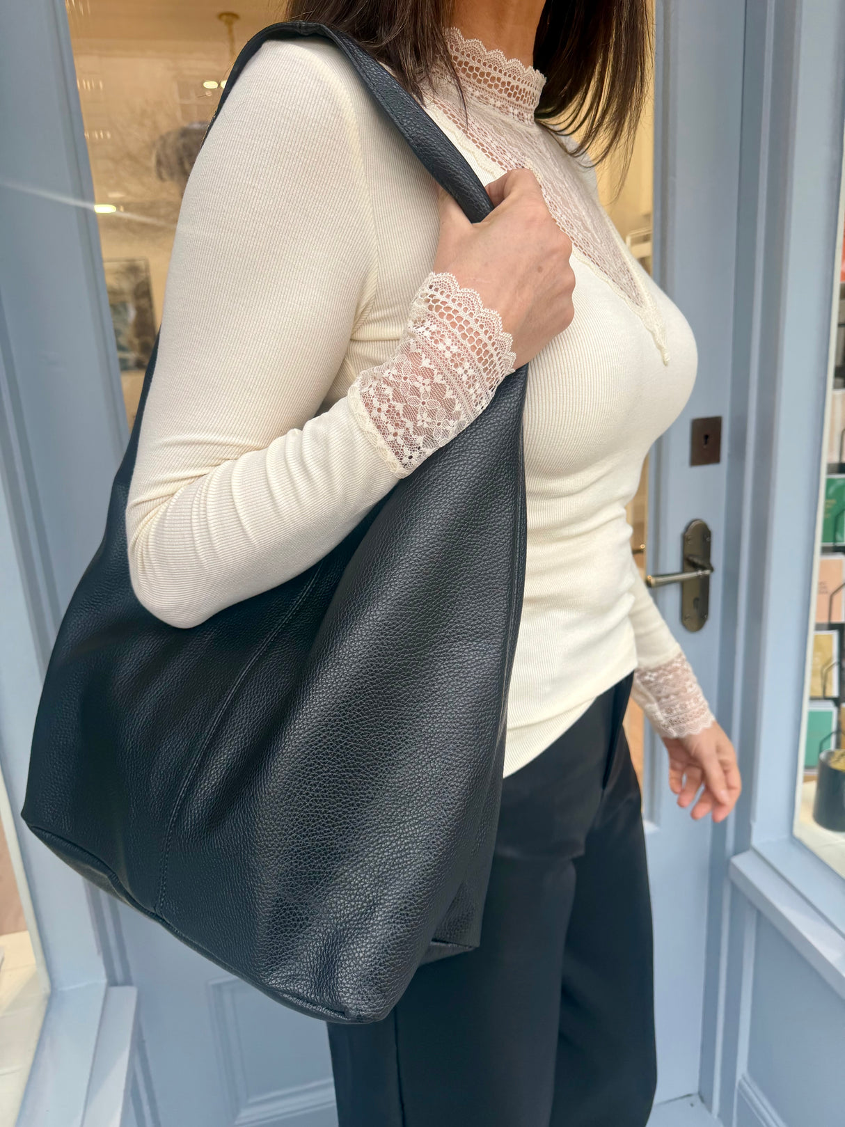 Clare Essential Top With Lace - Cream