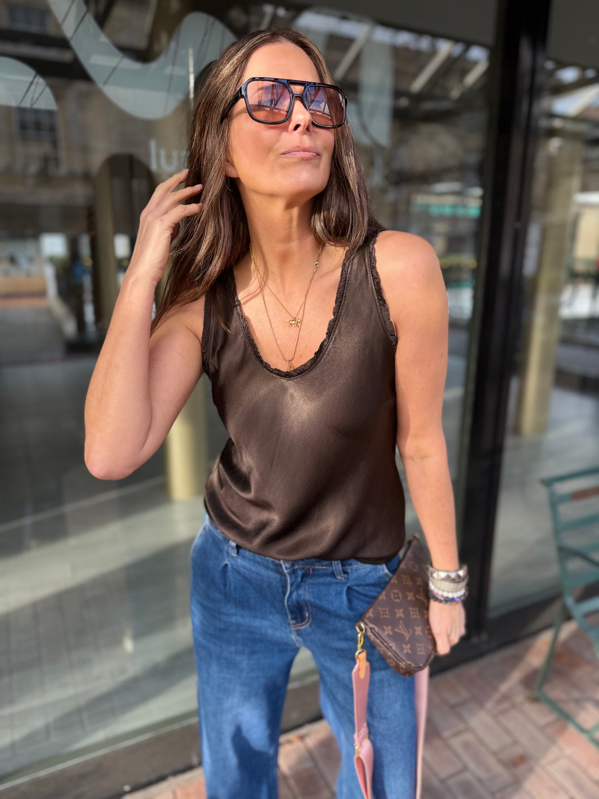Delilah Silky Tank - Chocolate
