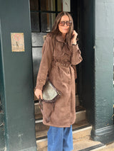Tabitha Faux Suede Trench - Chocolate
