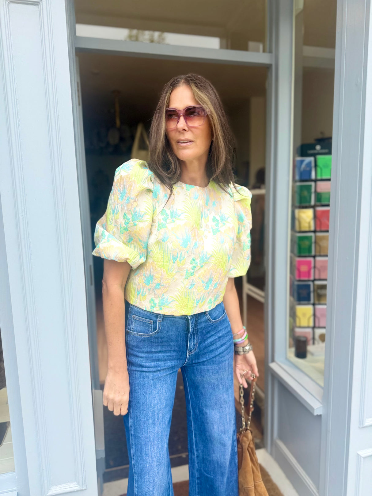 Novalie Cropped Blouse - Blue