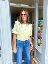 Novalie Cropped Blouse - Blue