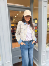 Verity Sequin Cropped Jacket - Baby Blue