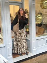Layla Animal Print Midi Skirt - Sand