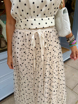 Polka Dot Tulle Midi Skirt - Cream