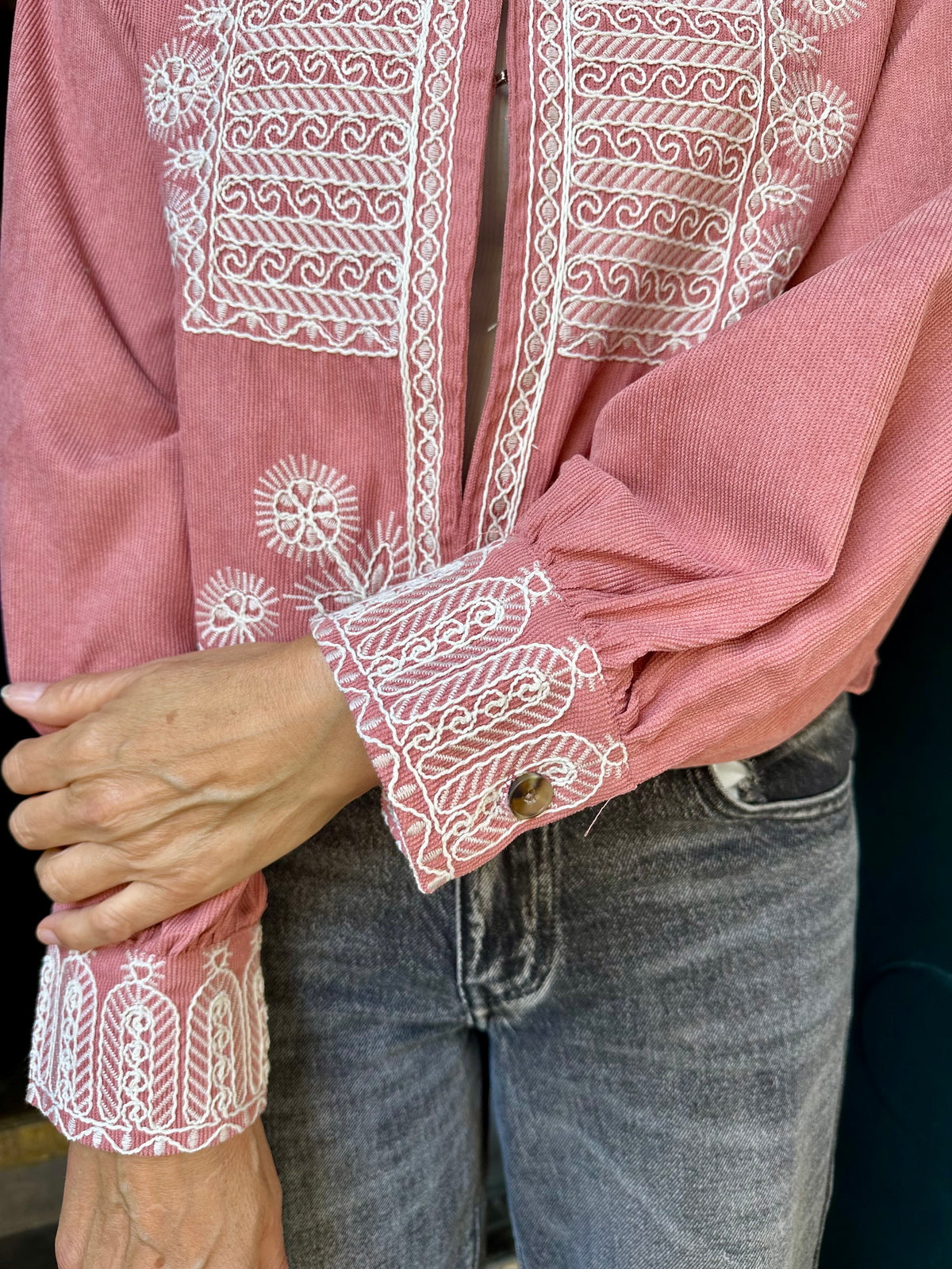 Oriana Embroidered Jacket - Rose