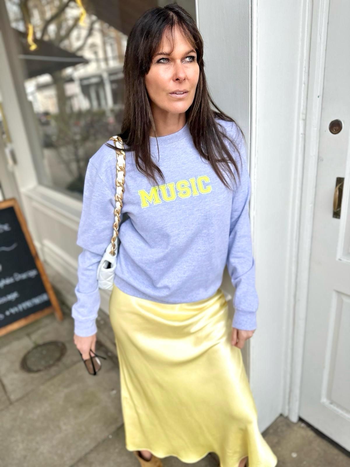 Sudadera MUSIC Gris Neón Amarillo