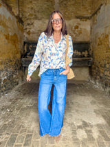 Lavender Embellished Printed Blouse