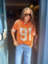 Sequin NFL Inspired Top - Orange