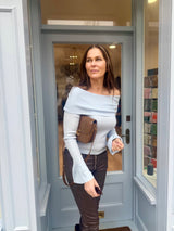 Newton Knitted Off Shoulder Knit - Blue