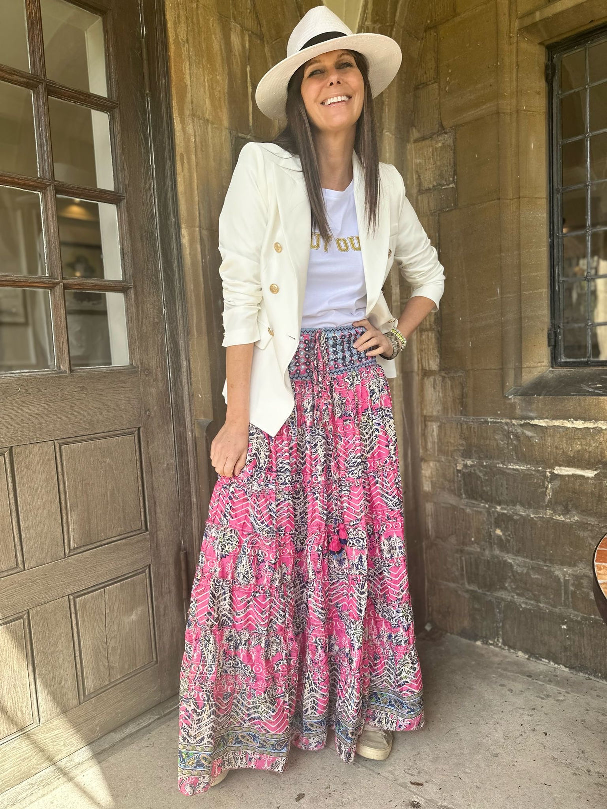 Believer Tiered Maxi Skirt Persian Rose