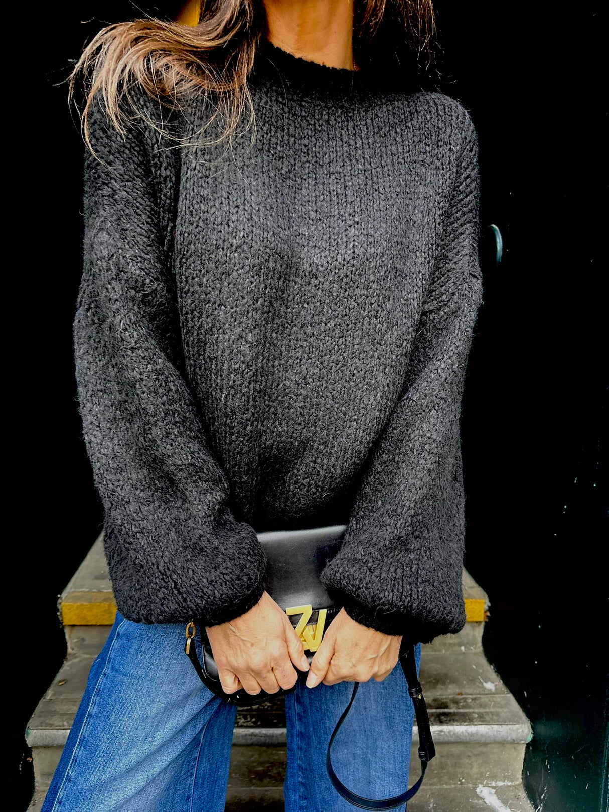 Arlo Wide Sleeve knit - Black