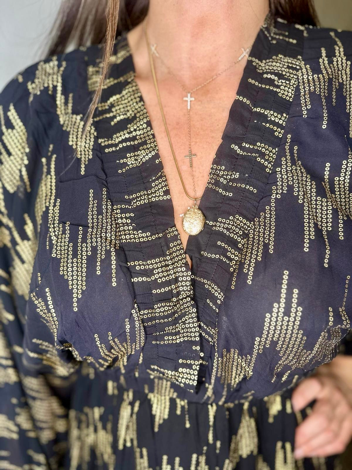 Sasha Mini Dress - Gold Print