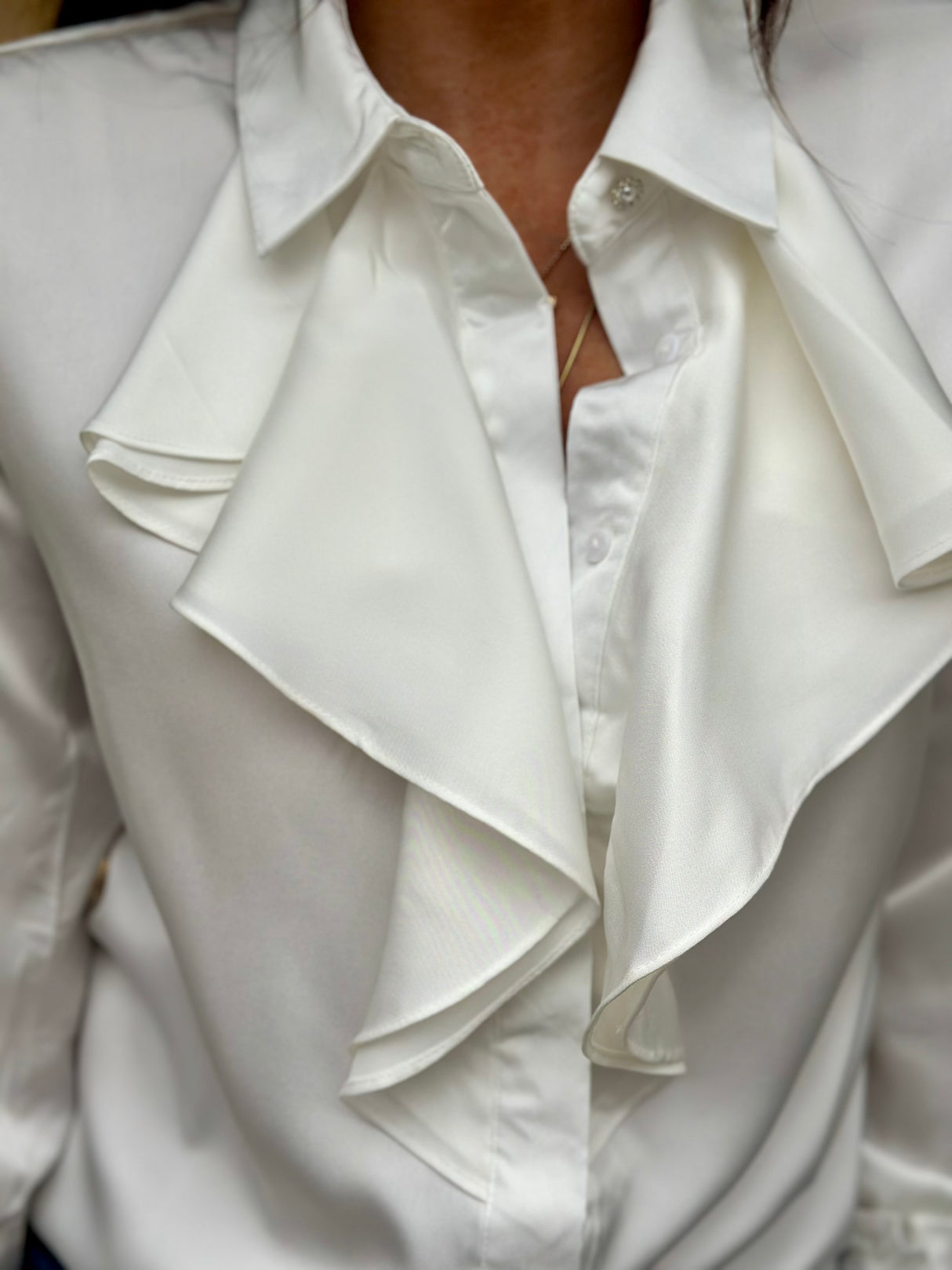 Charlie Ruffle Shirt White