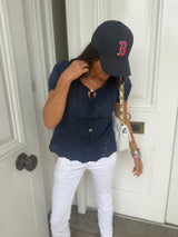 Florence Broiderie Anglaise Top - Navy