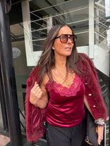 Lisbeth Velvet Cami - Cherry