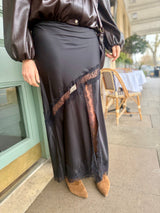 Highland Satin Lace Skirt - Black