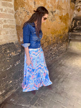 Falda floral vintage Toni - Hortensia azul