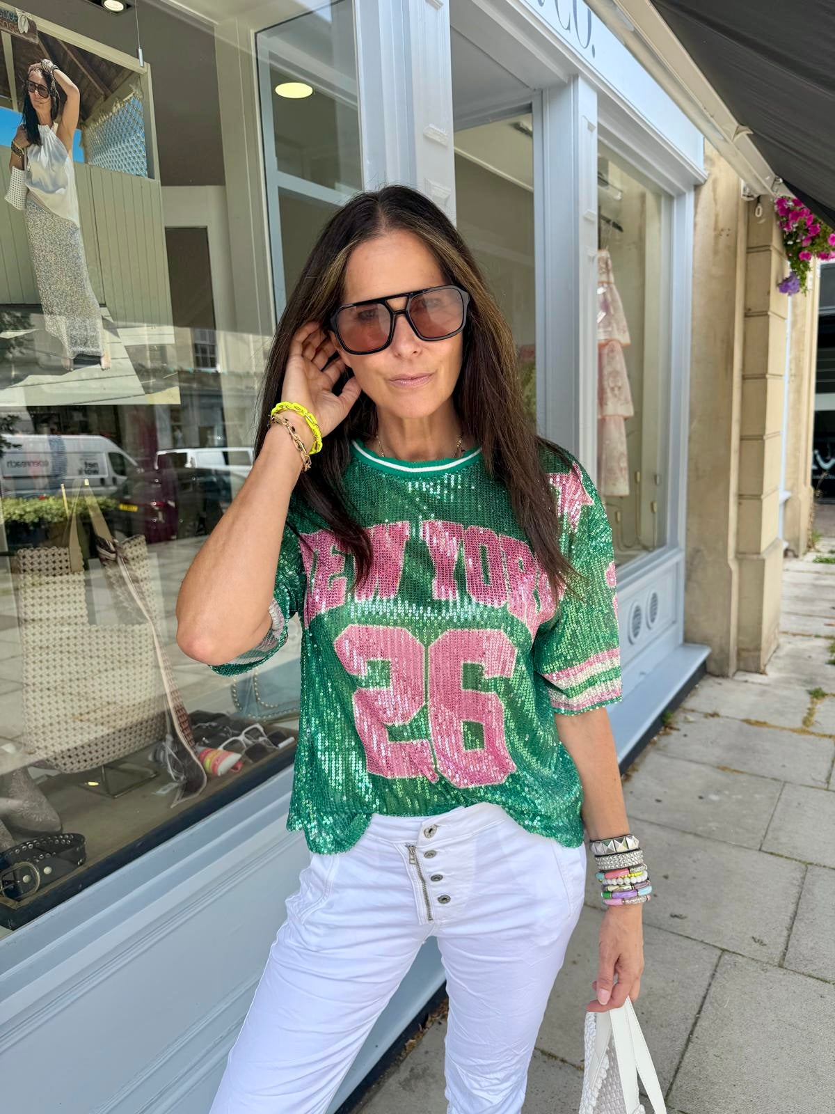 Sequin NFL Inspired Top - Green
