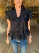 Arden Ruffle Blouse - Black