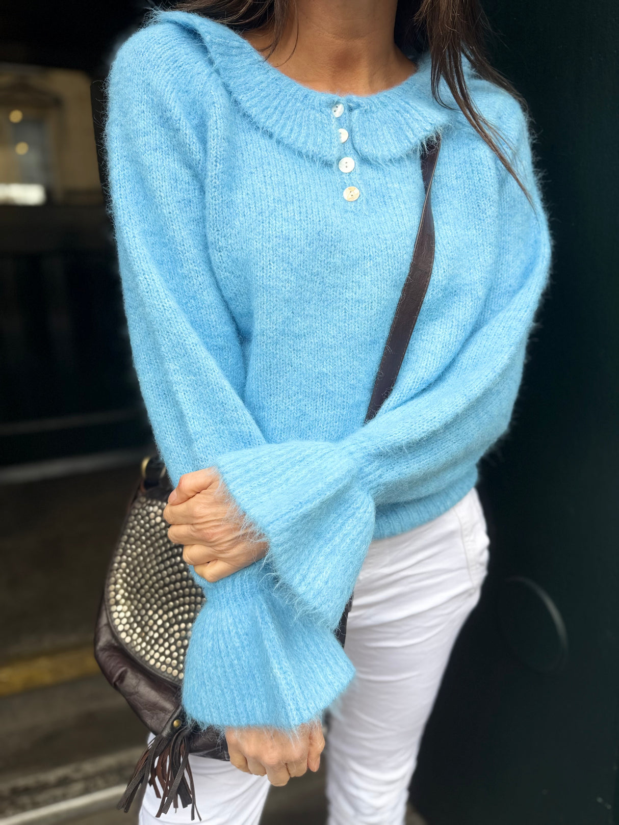 Peter Pan Collar Knit - Baby Blue