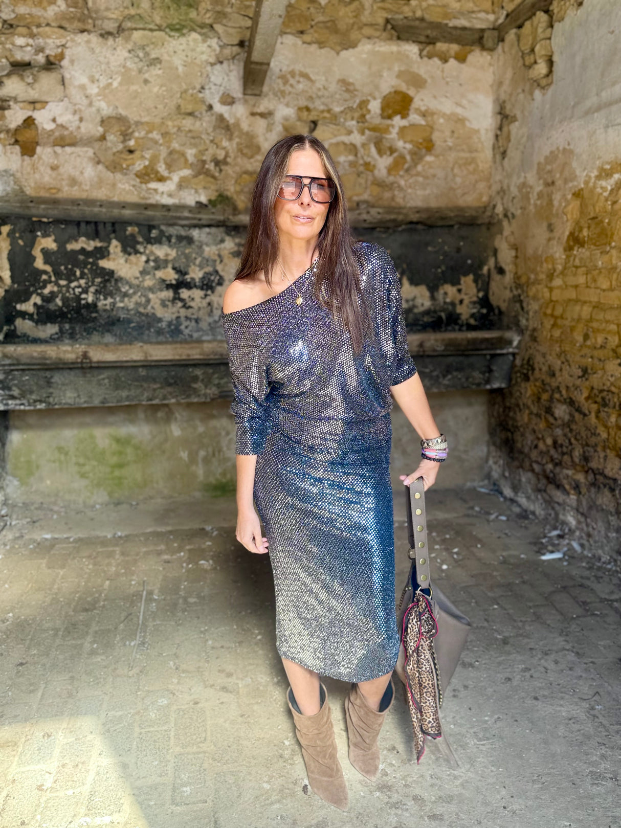 Disco Embellished Midi Dress