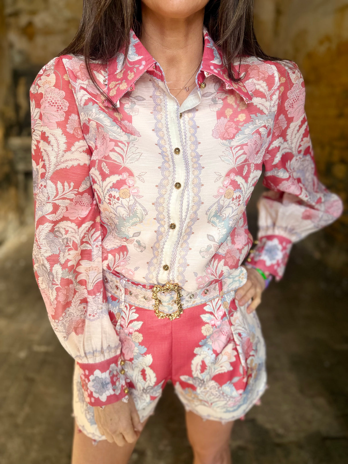 Alara Printed Short Set - Coral