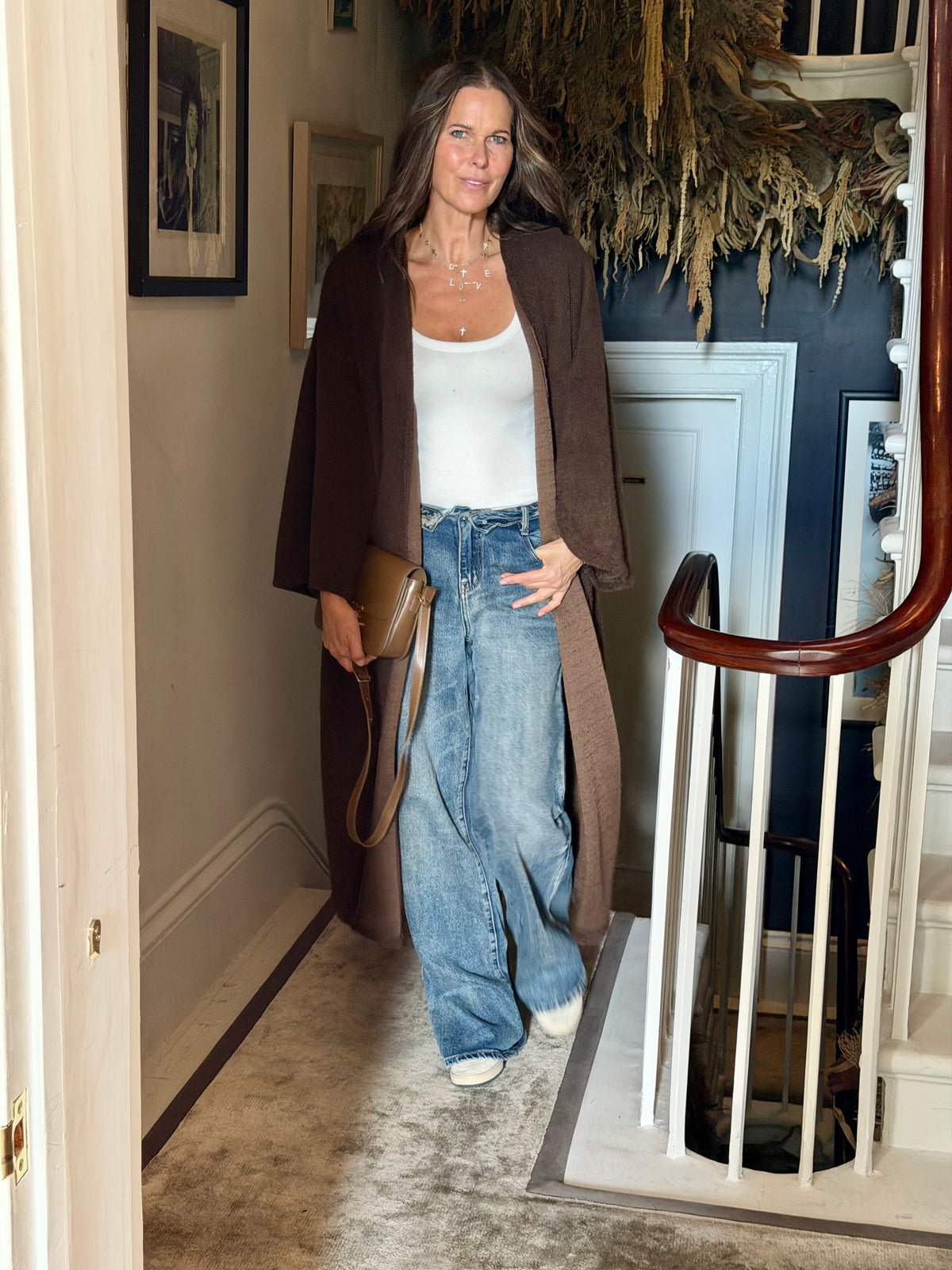 Saville Long Line Knit - Chocolate