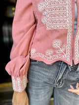 Oriana Embroidered Jacket - Rose