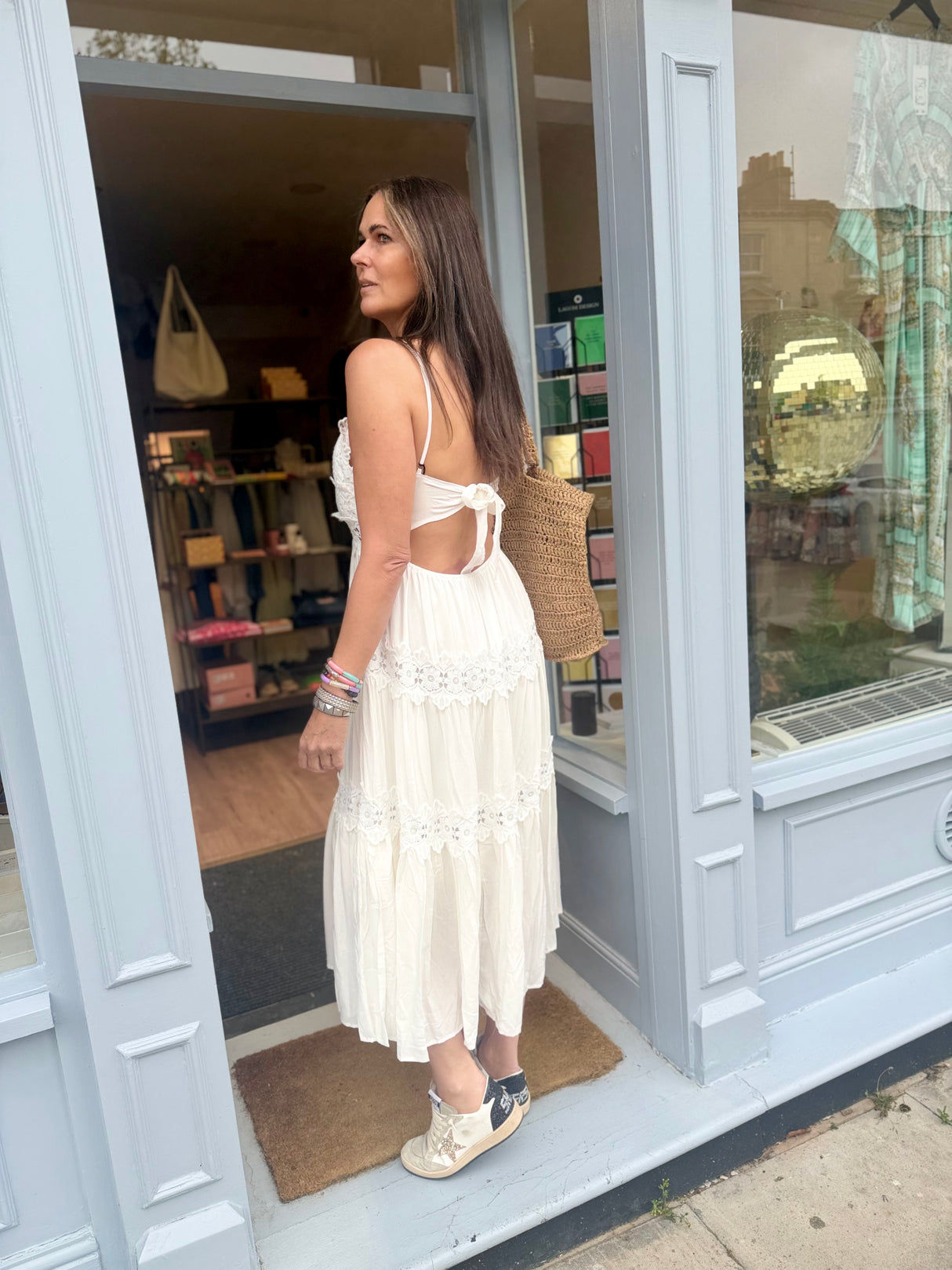 Mira Crochet Strap Dress- White