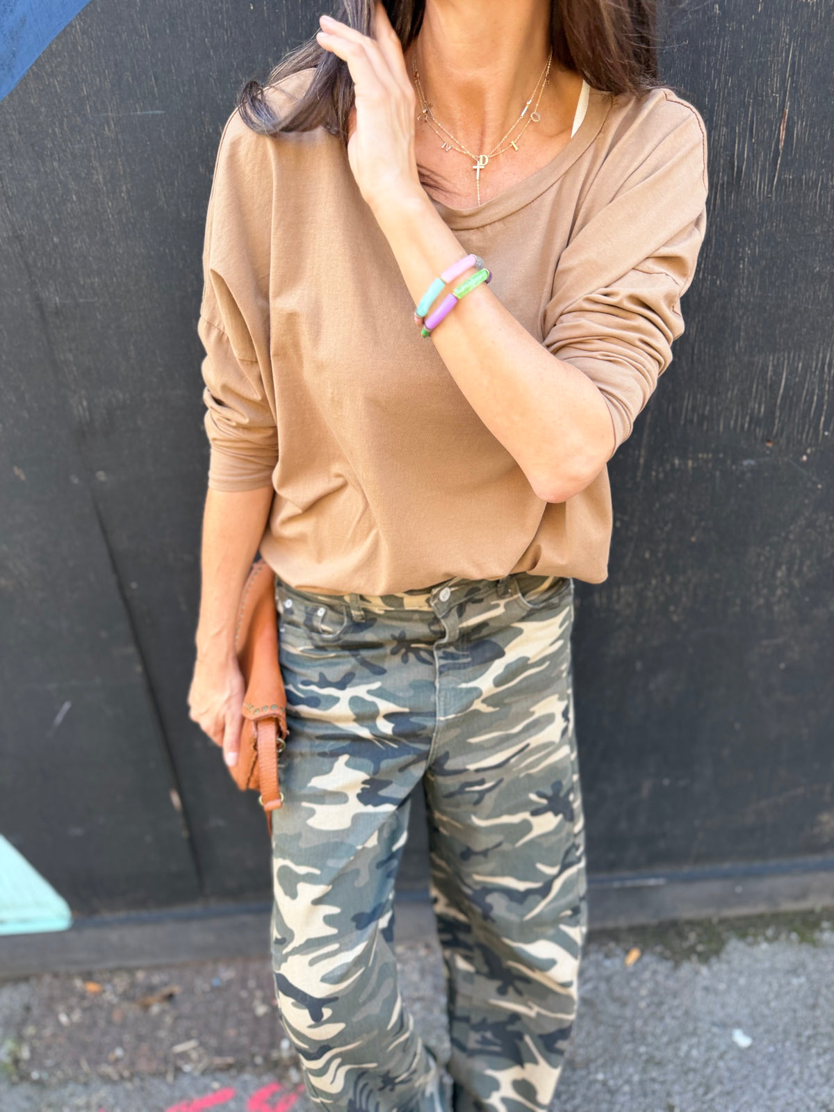 Slouchy LS Top - Camel