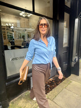 Ally Faux Leather Barrel Pant - Chocolate