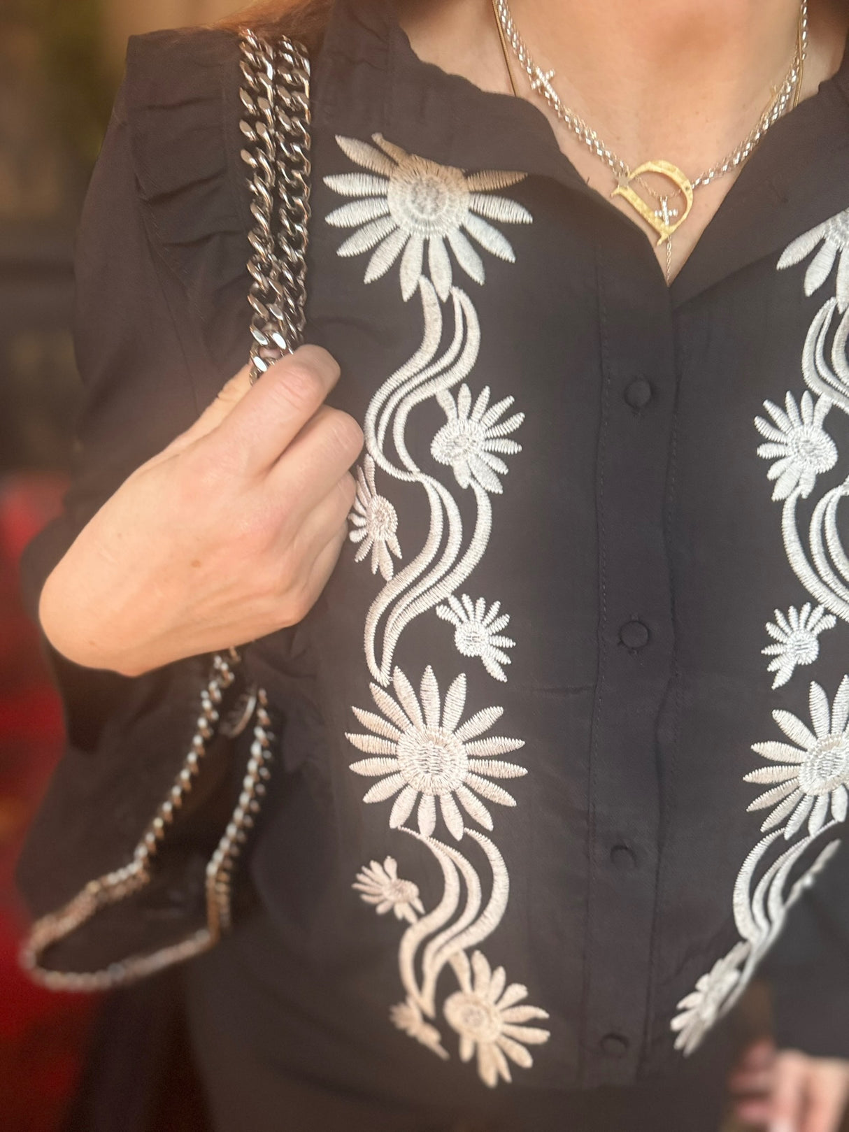 Blusa bordada Felicity - Negra