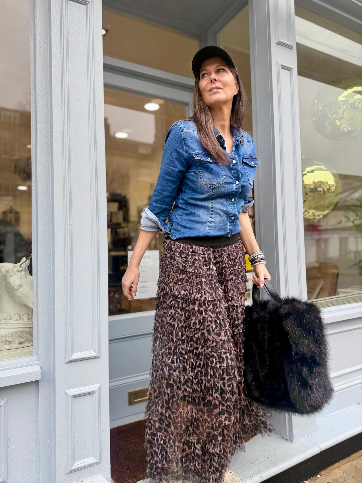 Felicity Animal Print Skirt - Brown