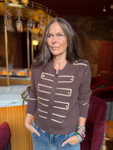 Hazel Military Knitted Jacket - Brown