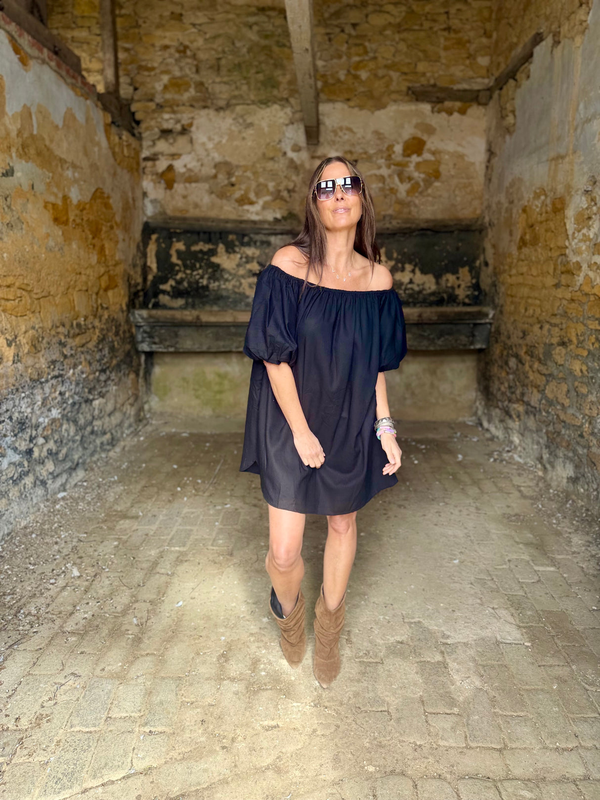 Off The Shoulder Dress- Black