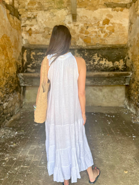 Bella B Linen Dress White