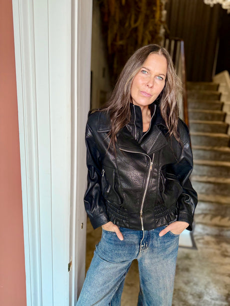 Cleo Faux Leather Jacket - Black