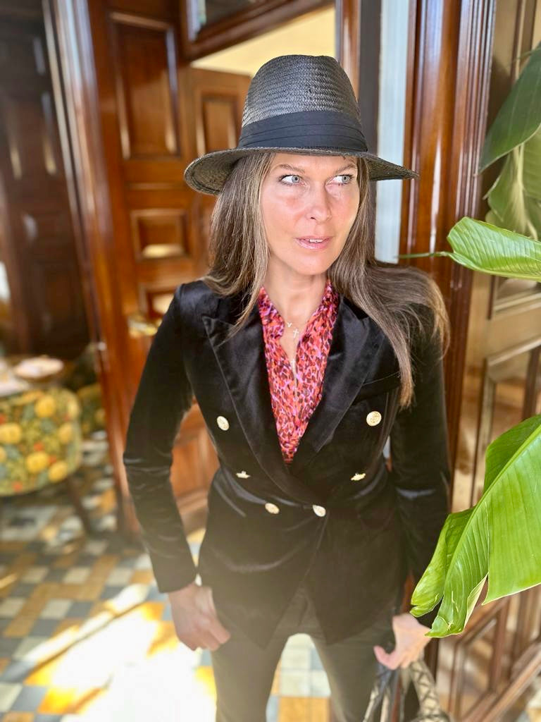 Victoria Velvet Blazer - Black