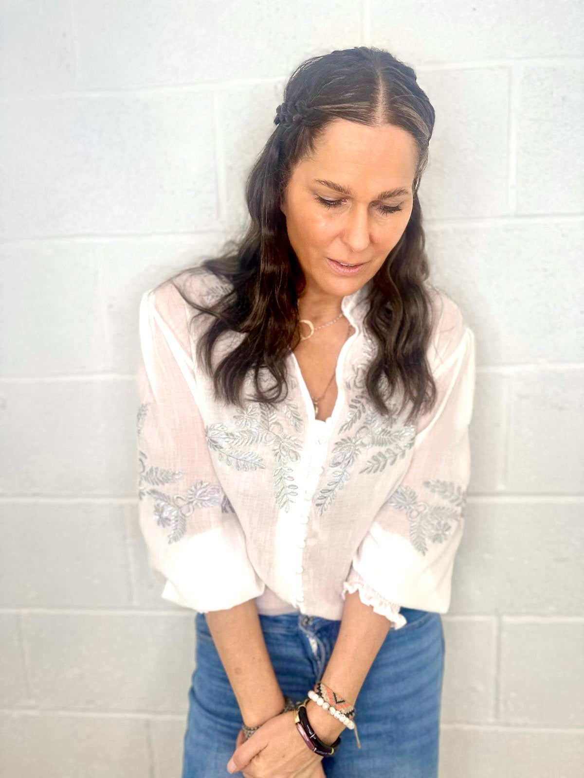 Blusa bordada Neomie blanca