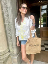 Clio Embroidered Blouse - White/Lemon
