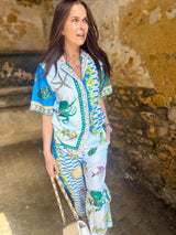 Praia Printed Trouser Set - Blue