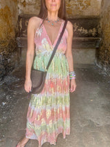 Crystal Metallic Maxi Dress - Orange