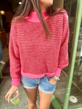Alaia Knit with Buttons - Hot Pink